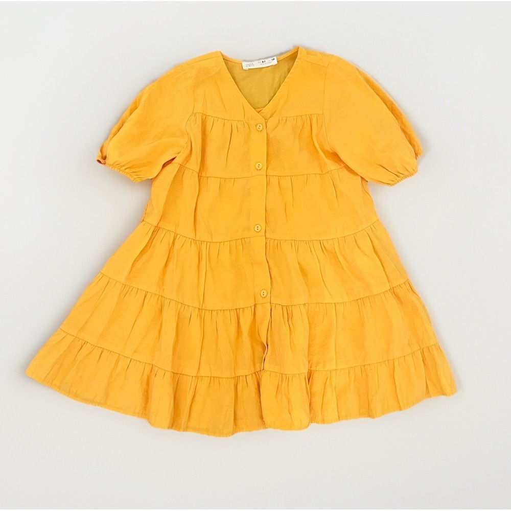 ZARA  ORANGE  Puff Sleeve Boho Tiered 6-7 Years